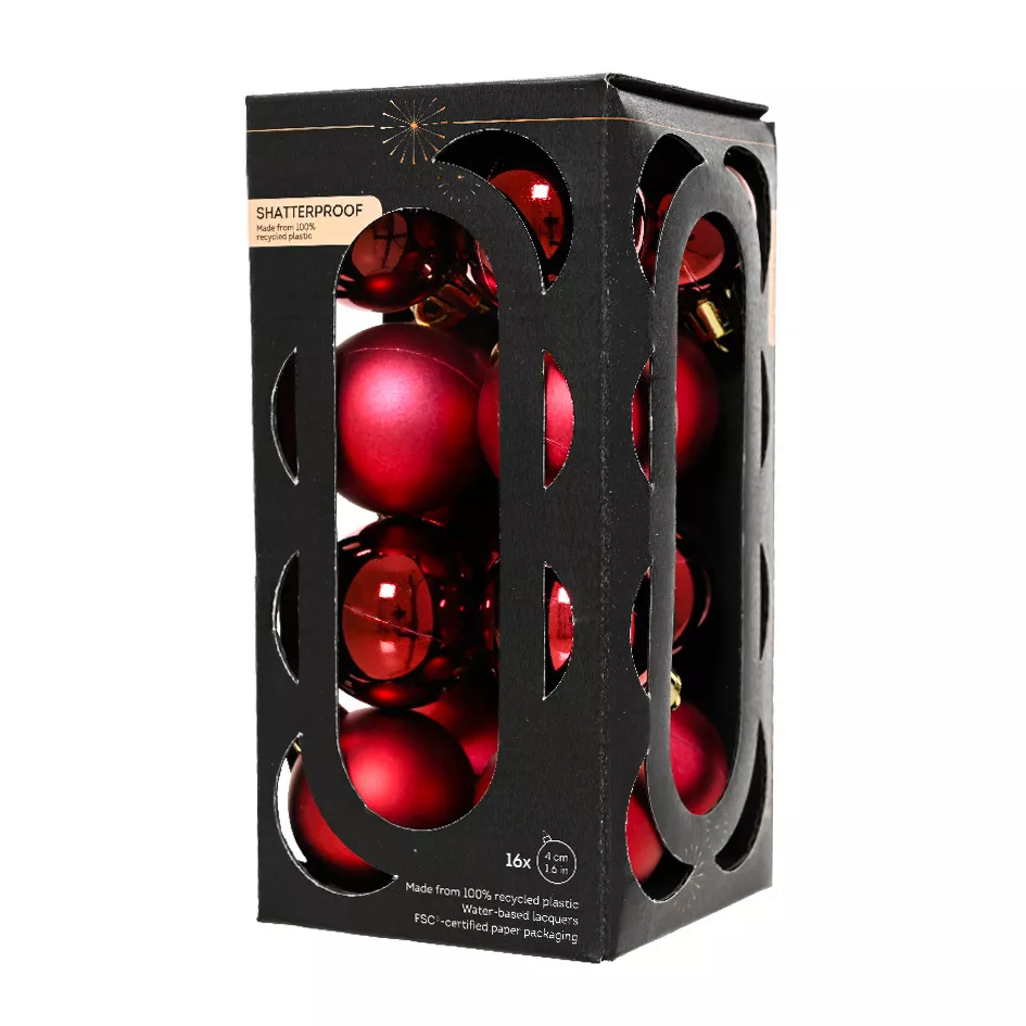 Lot de 16 boules de Noël (D40 mm) Aravis Bordeaux