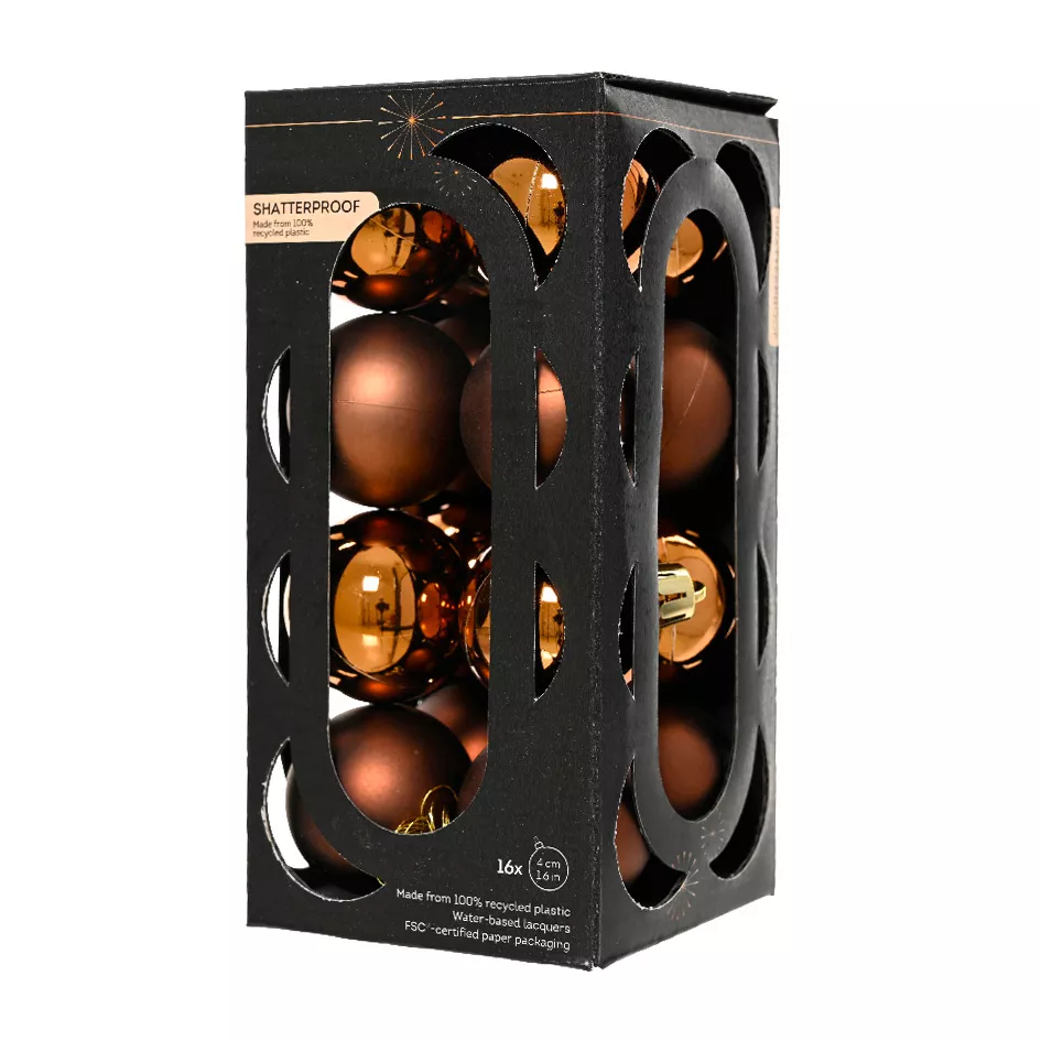 BOITE DE 16  Boules polystyrene dia4cm espresso ARAVIS (EMBALLAGE 100% RECYCLE certifié fsc)