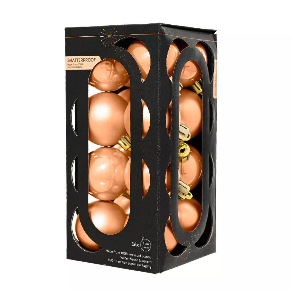 BOITE DE 16  Boules polystyrene dia4cm peach pearl ARAVIS (EMBALLAGE 100% RECYCLE certifié fsc)