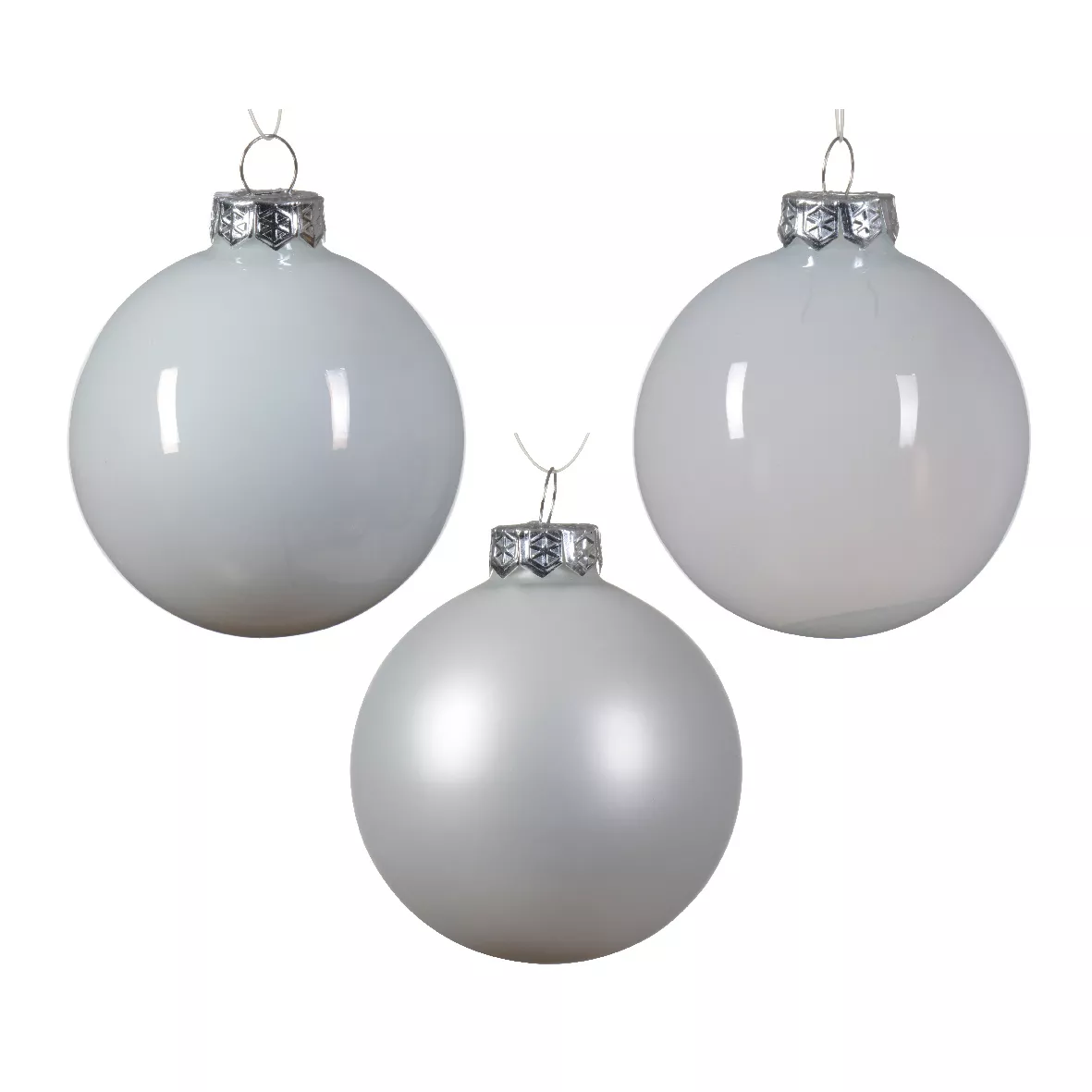 Lot de 21 boules de Noël en verre Assorties Cristal Blanc d'hiver