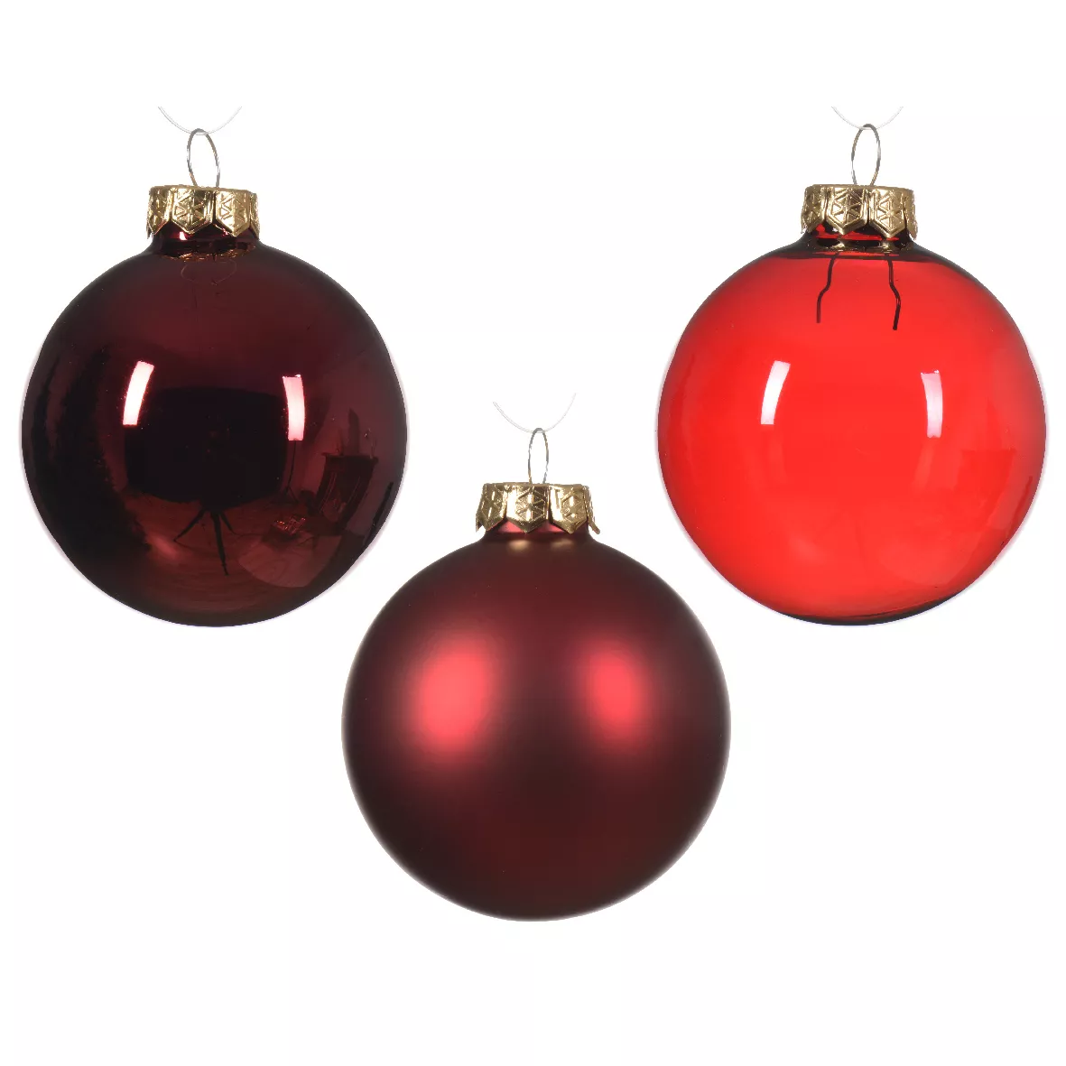 Lot de 21 boules de Noël en verre Assorties Cristal Bordeaux