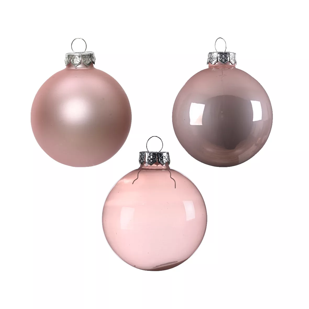 Lot de 21 boules de Noël en verre Assorties Cristal Rose poudré