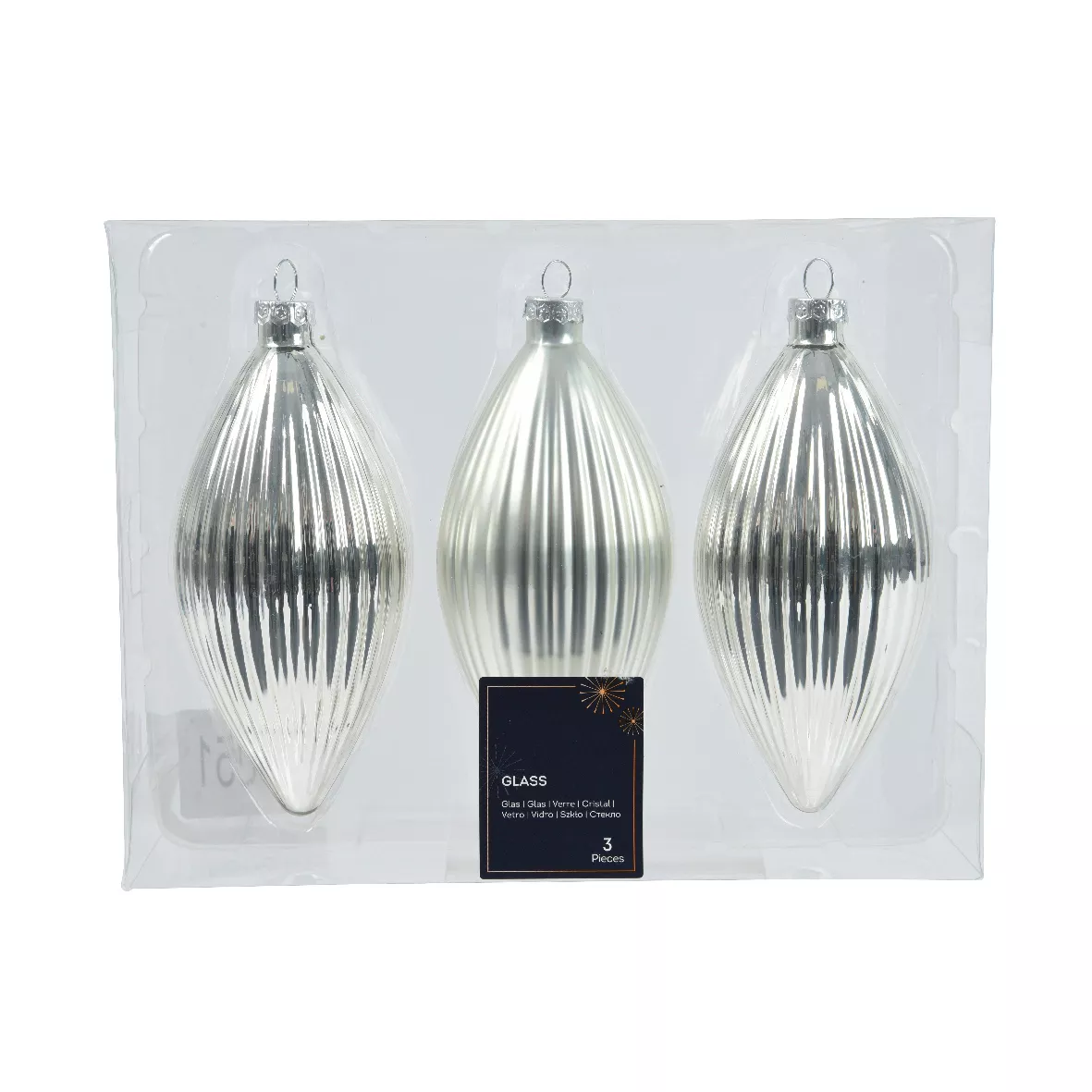 LOT DE 3  Olive verre brillant - mat dia6-H13cm argent DONNER LE MEME NOM DE GAMME