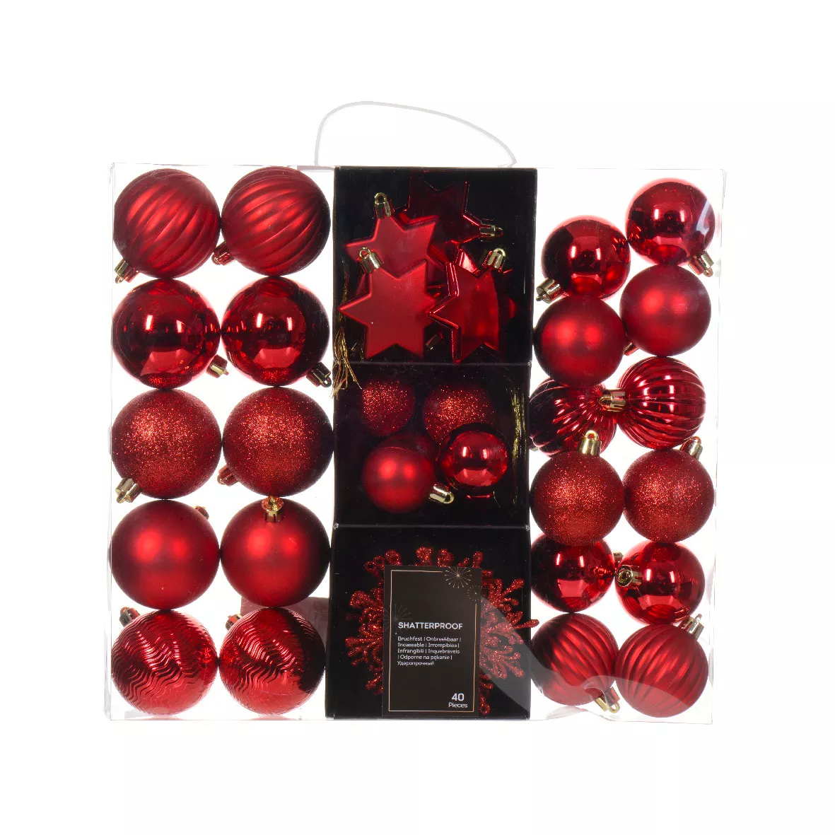 Kit di addobbi per albero di Natale (40 pezzi) Cristallo Rosso