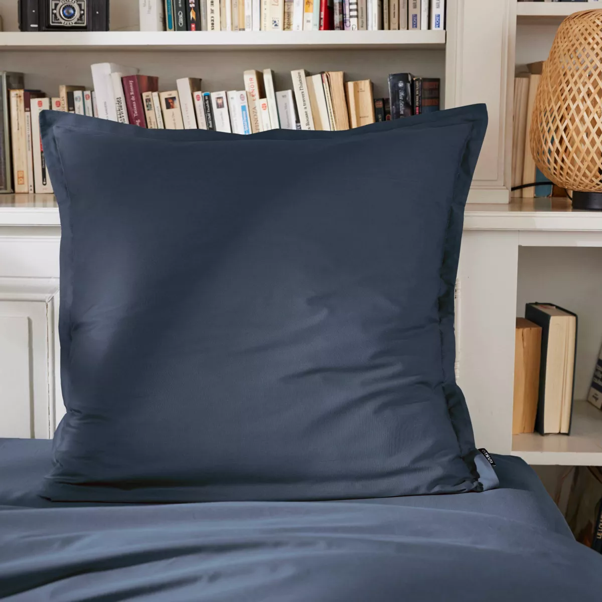 Taie d'oreiller carrée percale de coton (65 x 65 cm) Cali Bleu marine