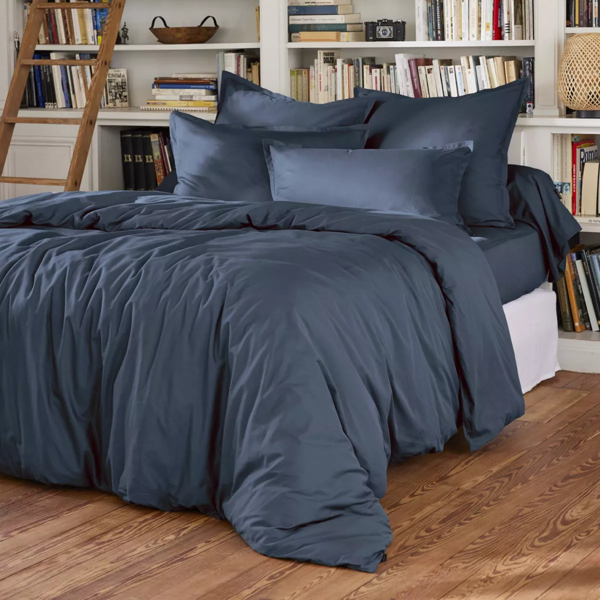 Taie d'oreiller rectangulaire percale de coton (50 x 70 cm) Cali Bleu marine