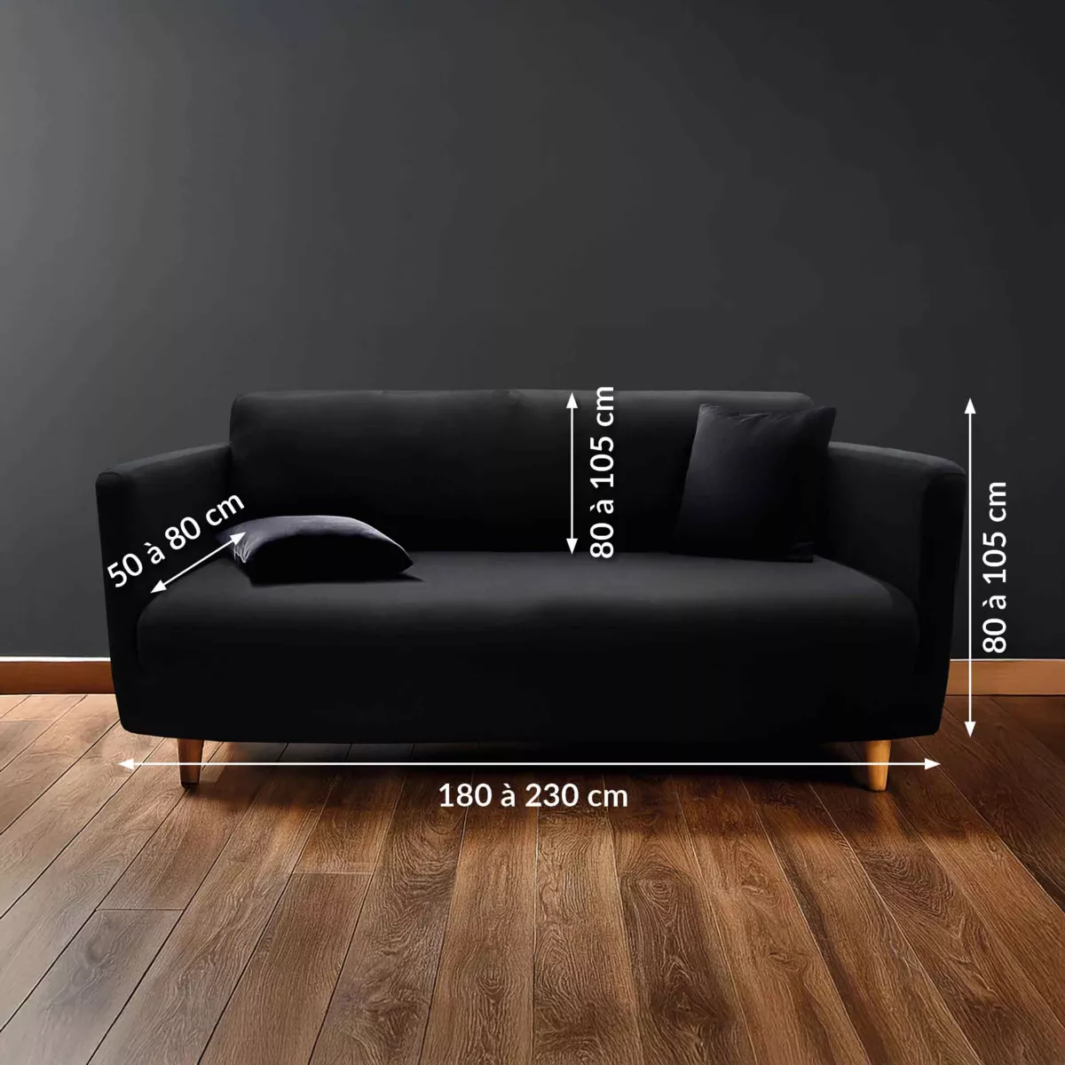 Coprisedia estensibile (225 x 245 cm) Mila Nero