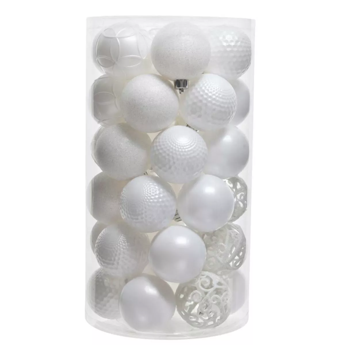 Lot de 37 boules de Noël (D60 mm) Alpine mix Blanc 1