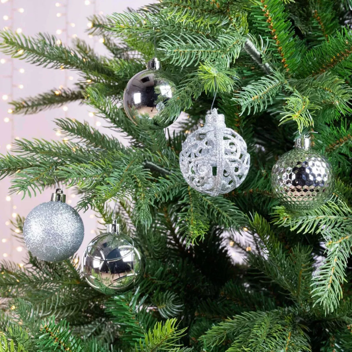 Lot de 37 boules de Noël (D60 mm) Alpine mix Argent 2