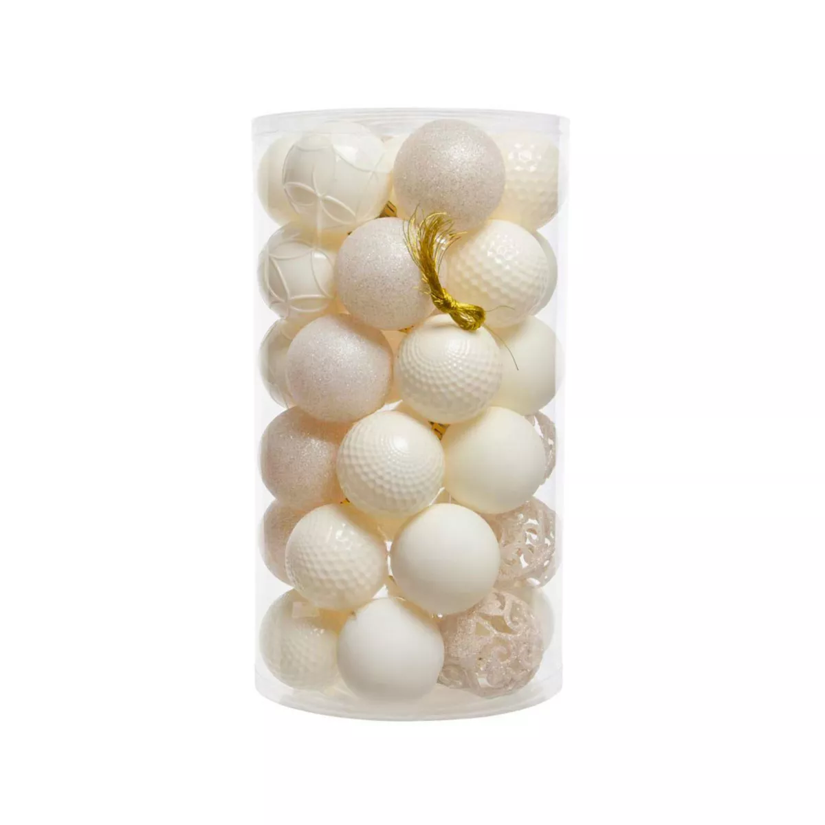 37er Set Weihnachtskugeln (D60 mm) Alpin Mix Wollweiß 1