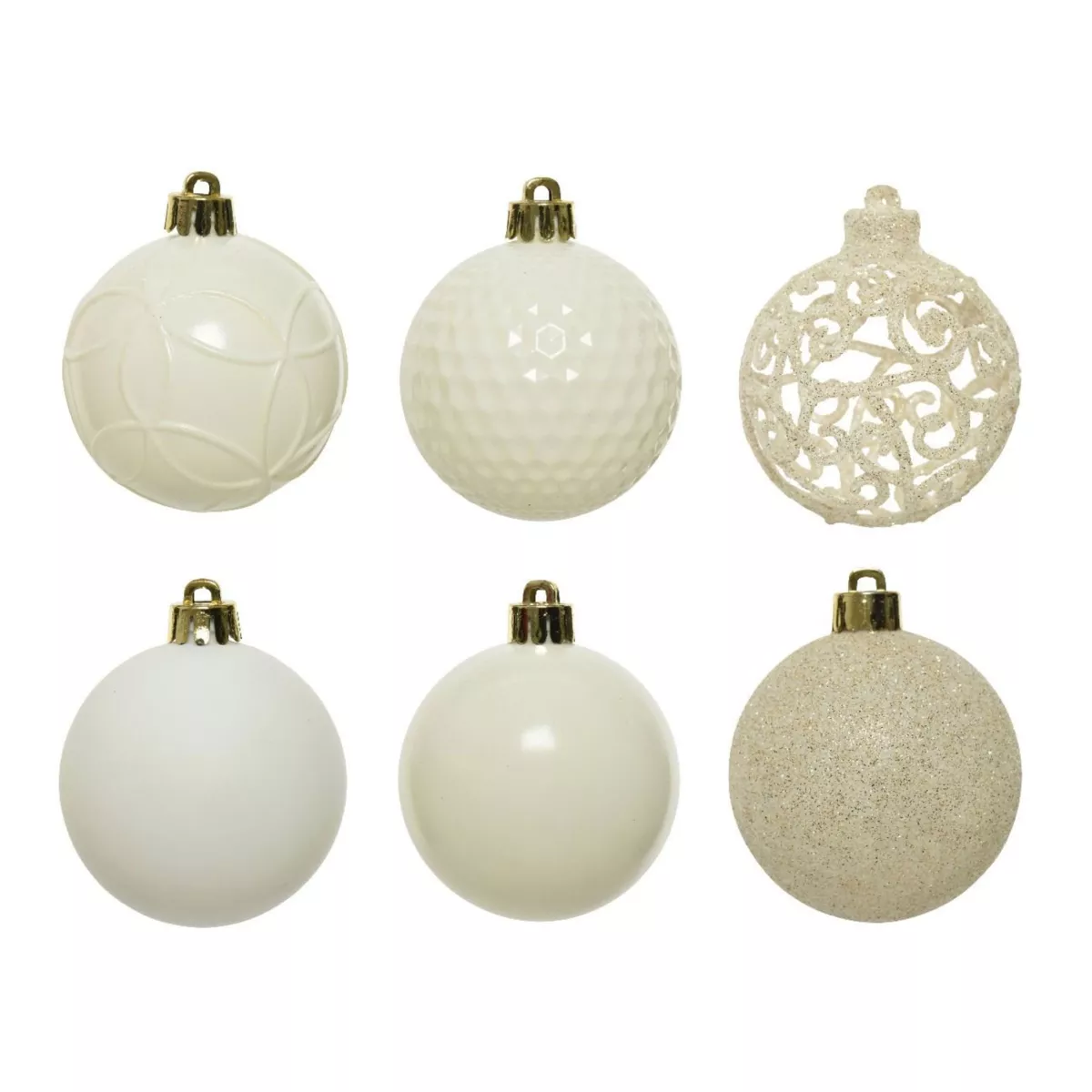 37er Set Weihnachtskugeln (D60 mm) Alpin Mix Wollweiß 2