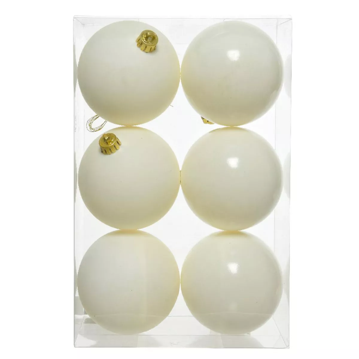 Lot de 6 boules de Noël (D80 mm) Alpine Blanc laine 1