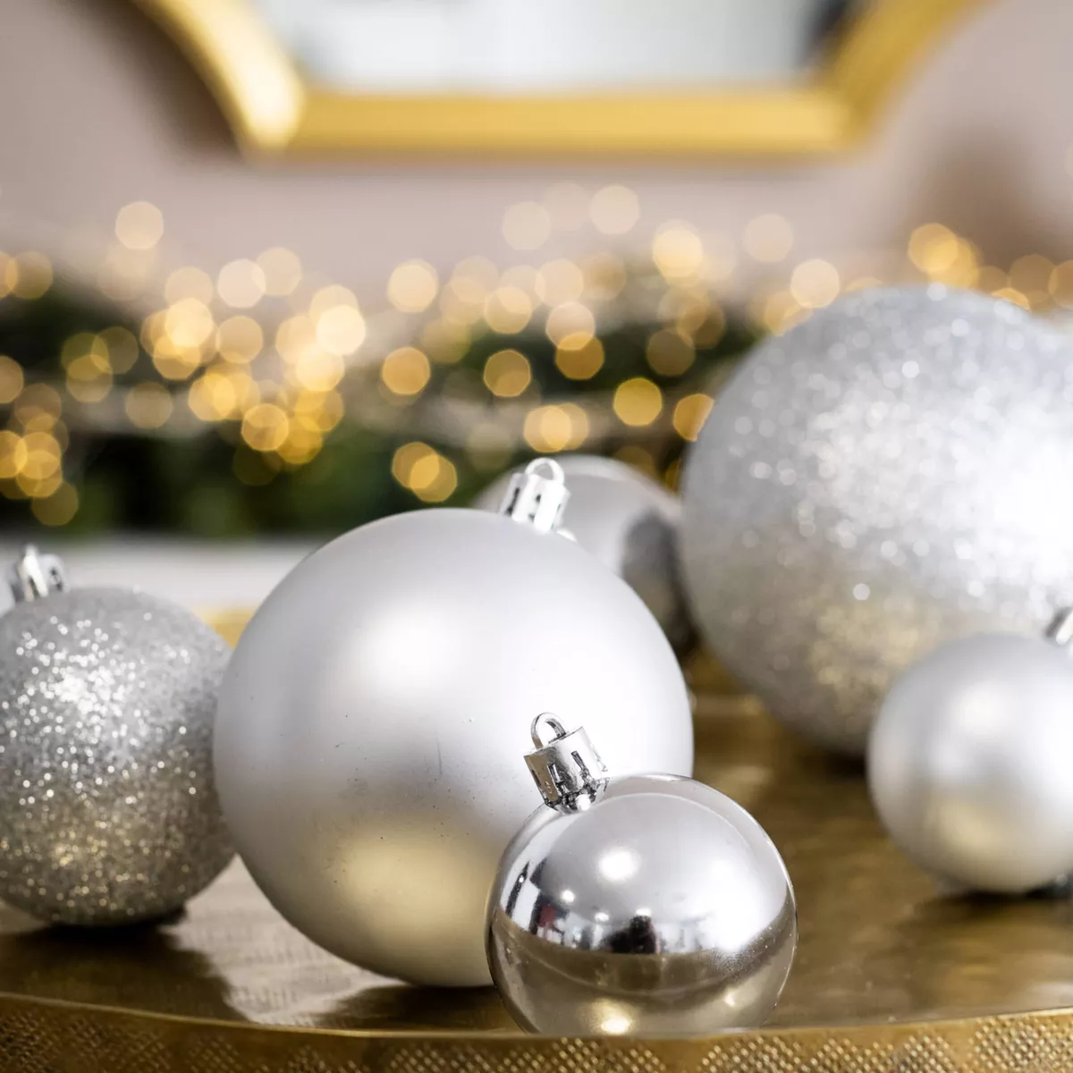 Lote de 30 bolas de Navidad  surtido New Alpine Plata 2