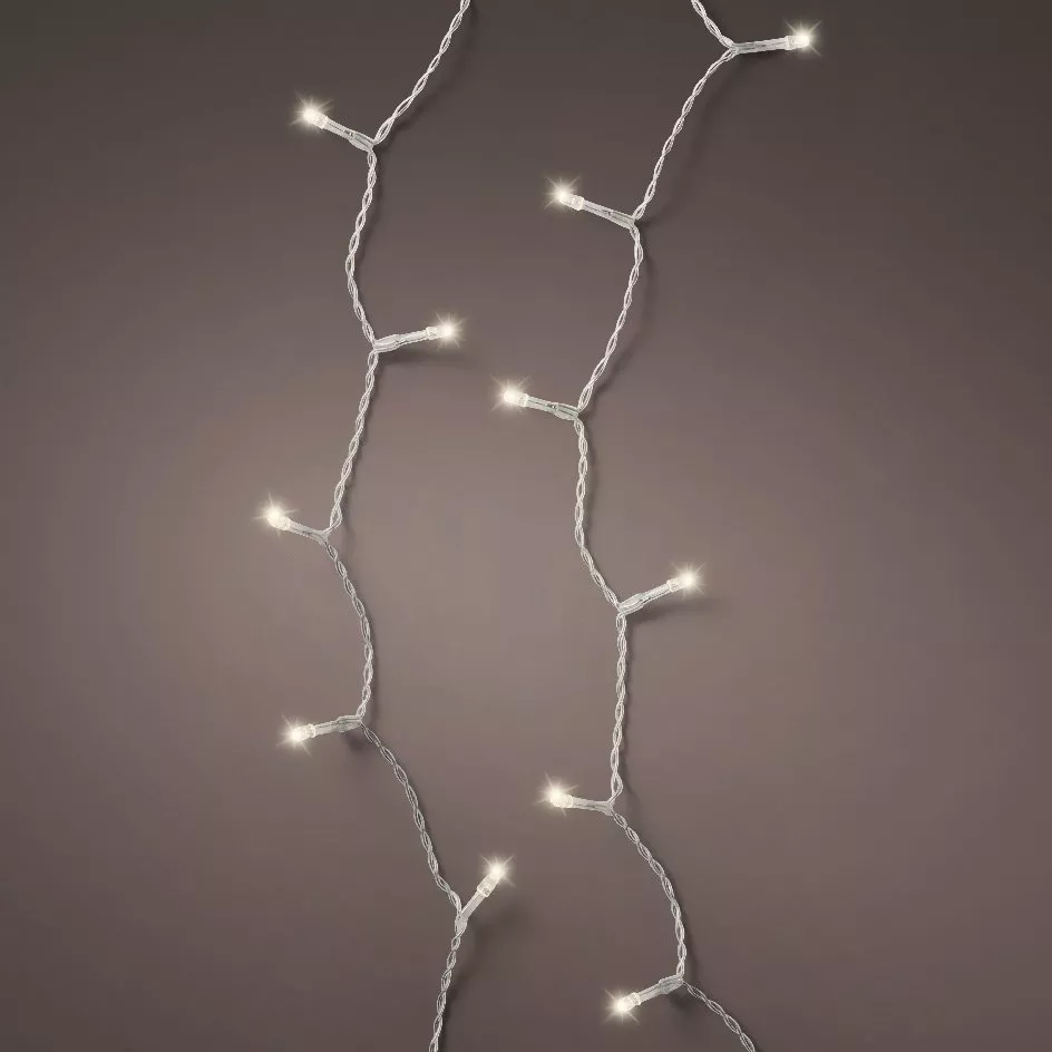 Ghirlanda luminosa a batteria 7,10 m 96 LED cavo trasparente Durawise Bianco caldo