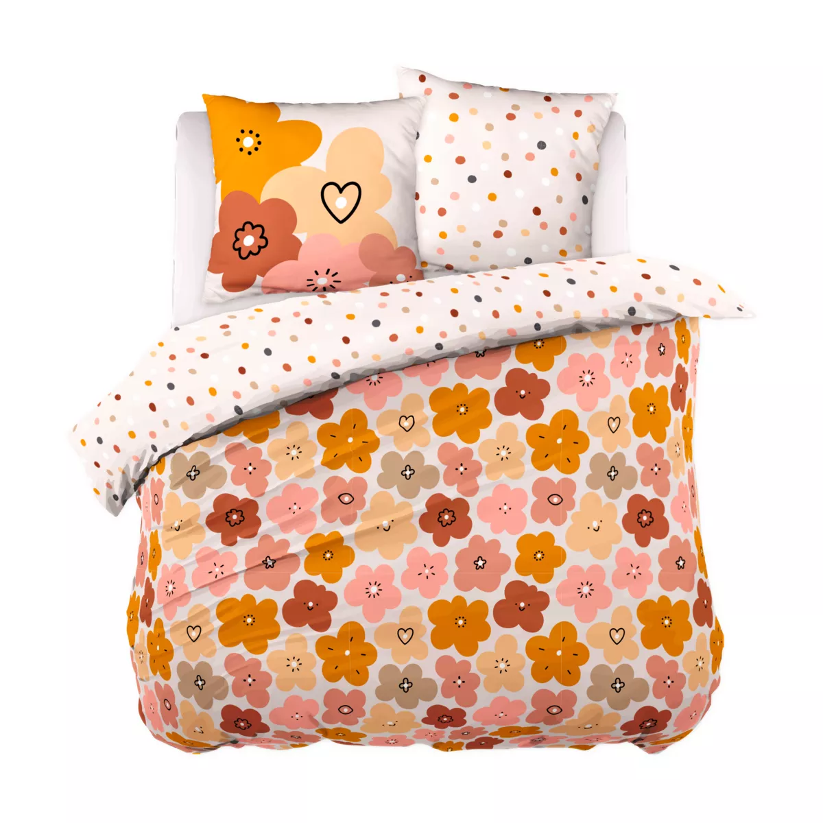 Housse de couette et deux taies enfant coton (240 x 220 cm) Barbotine Multicolore