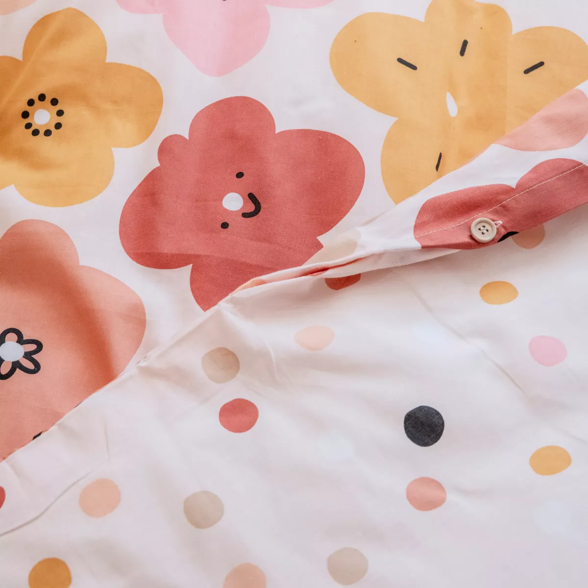 Housse de couette et deux taies enfant coton (240 x 220 cm) Barbotine Multicolore