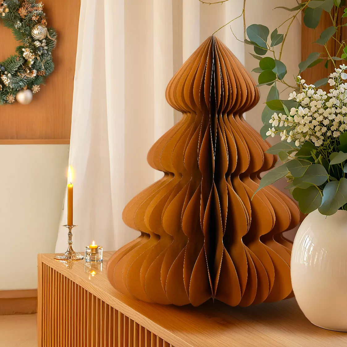 Sapin papier à poser (H60 cm) Fermeture Magnétique Brun café