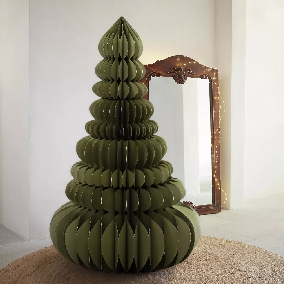 Albero di Natale Gigante da tavolo carta (H160 cm) Chiusura Magnetica Verde rosmarino