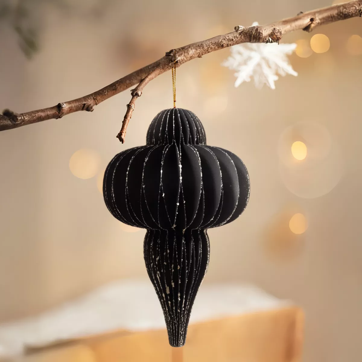 Weihnachtsanhänger aus Papier (H20 cm) mit magnetischem Verschluss Schwarz