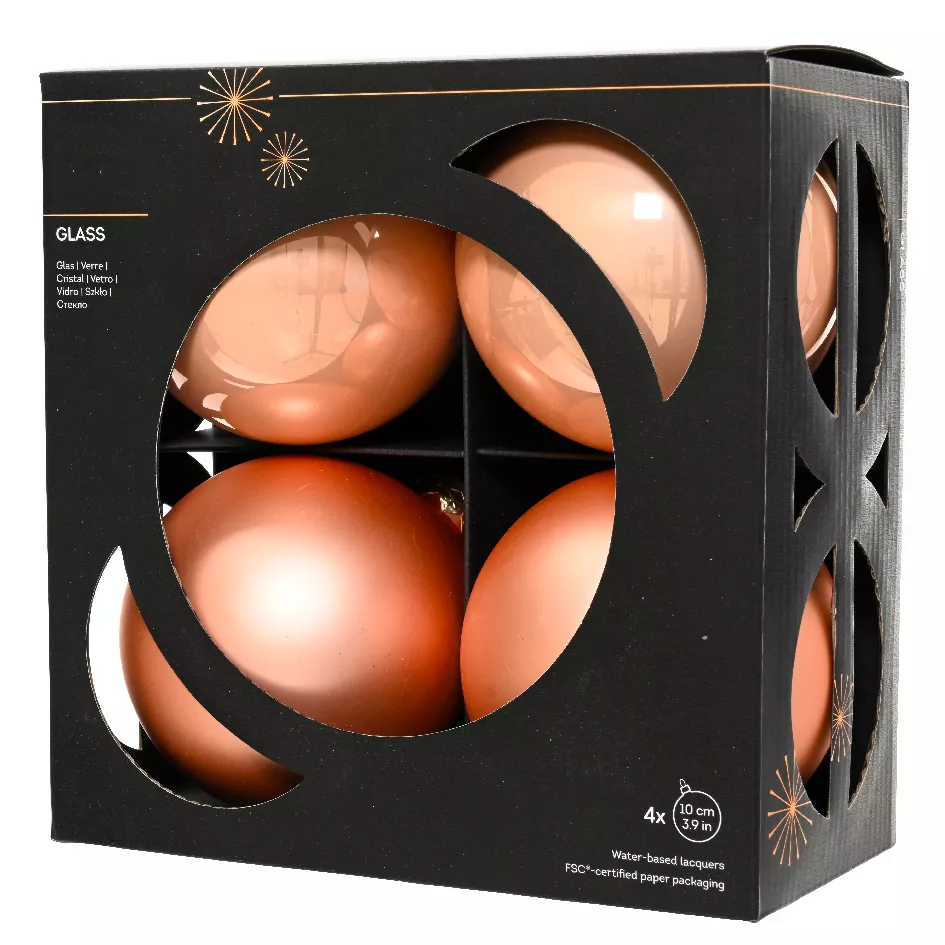 Set di 4 palline di Natale in vetro (D100 mm) Boreale Pesca