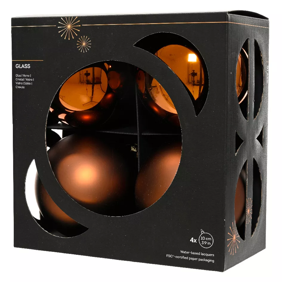 Boite a 4 Boules verre dia10cm espresso  Boréal (EMBALLAGE 100% RECYCLE certifié fsc)