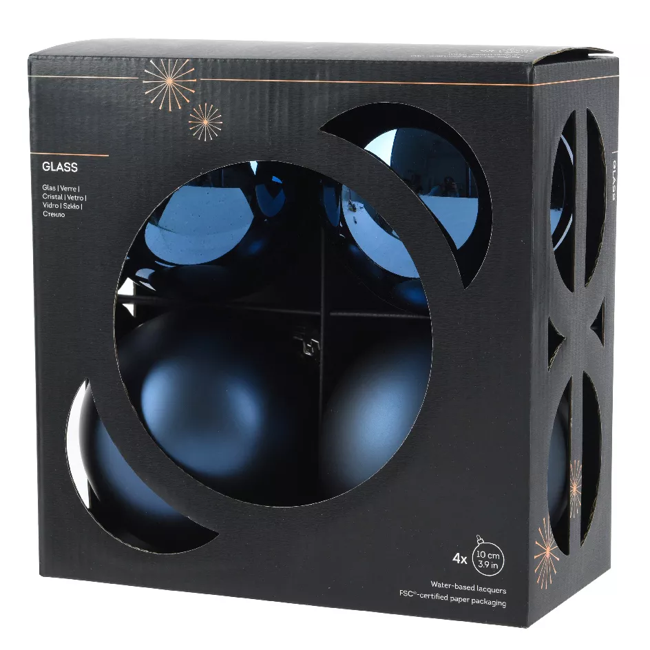 Boule de Noël en verre (D100 mm) Boréal Bleu nuit
