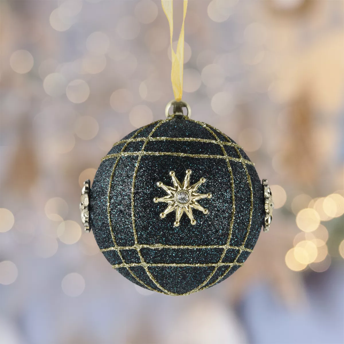 Set di 12 palline di Natale (D80 mm) Cielo di cristallo Blu notte e oro
