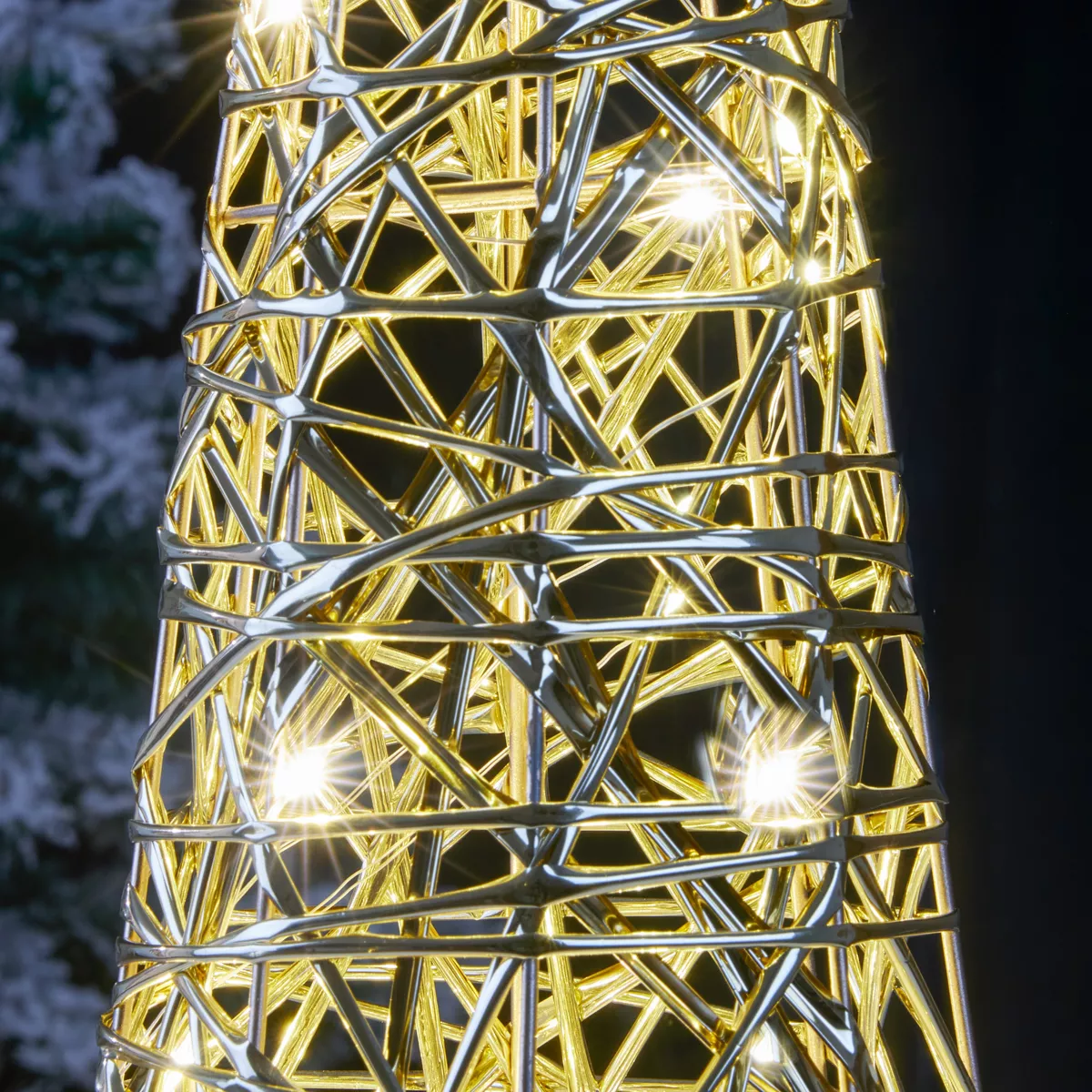 Cône lumineux sur piles 30 micro LED (H60 cm) Éclats Blanc chaud