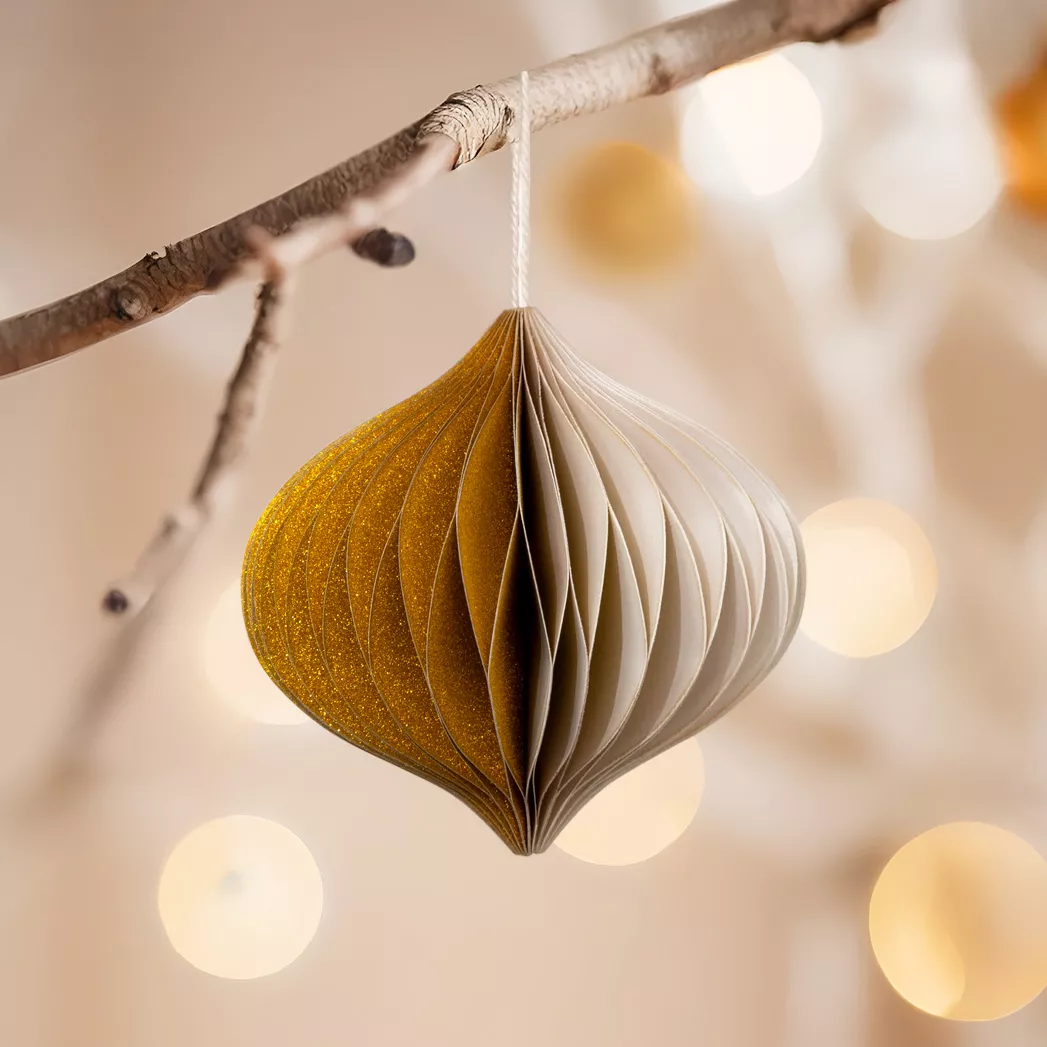 Cipolla di carta da appendere (H9 cm) Chiusura Magnetica Beige dorato