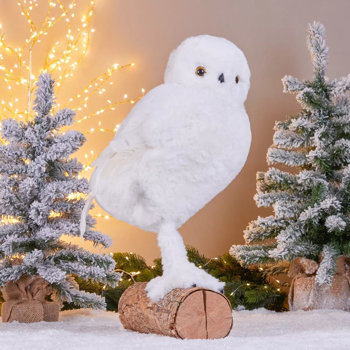 Hibou de Noël (H49 cm) Givrous Blanc