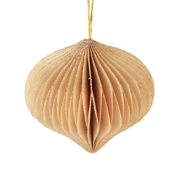 Set di 9 addobbi natalizi da appendere (D60 mm) Chiusura magnetica in carta Beige, bianco e oro