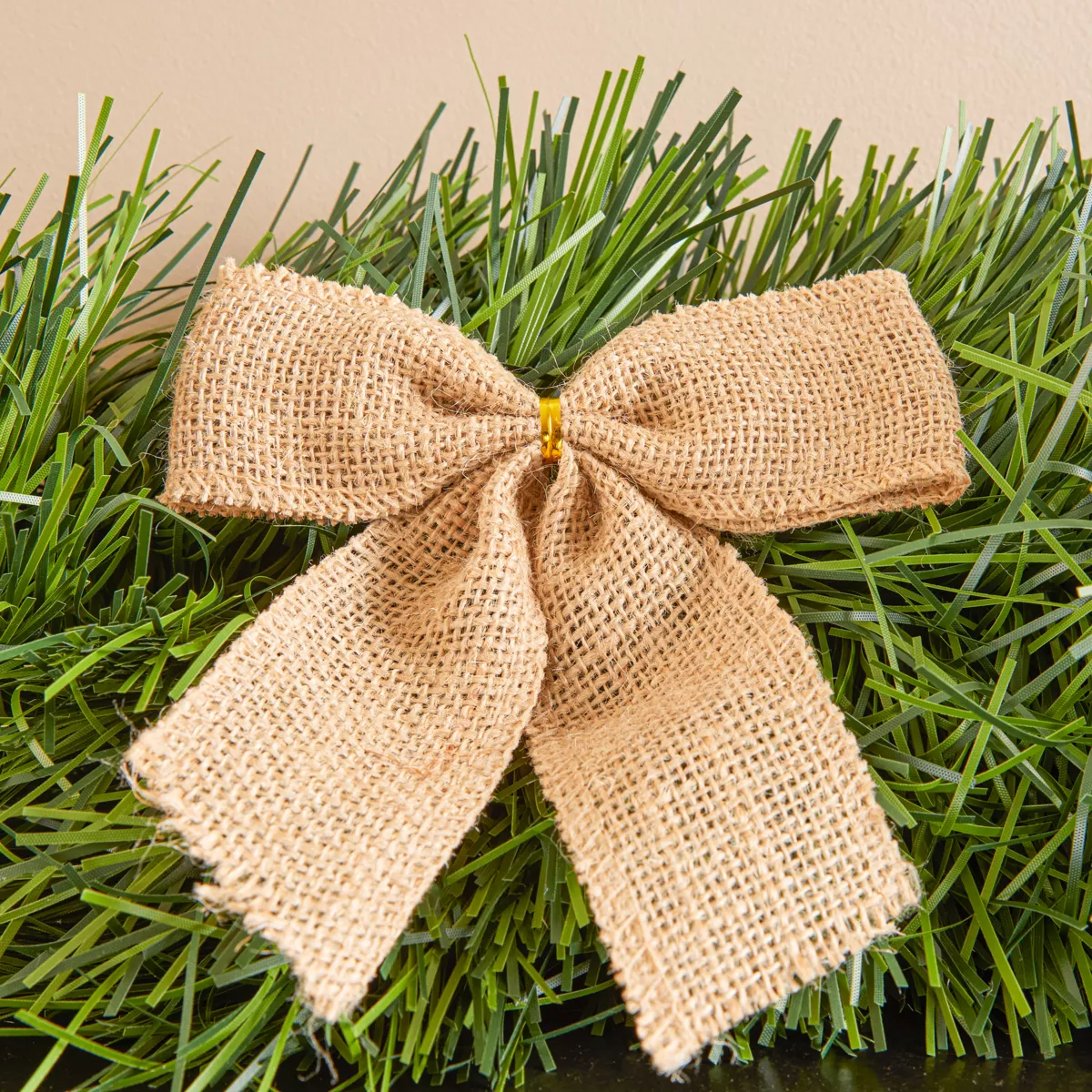 Kerstslinger van spar (270 cm) Jute strikken Naturel