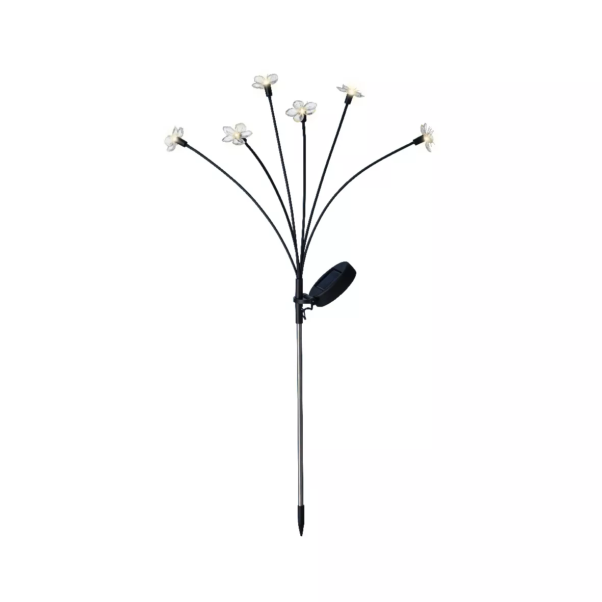 Decorazione luminosa Solare da infilare nel terreno (H70 cm) Flowers Bianco caldo