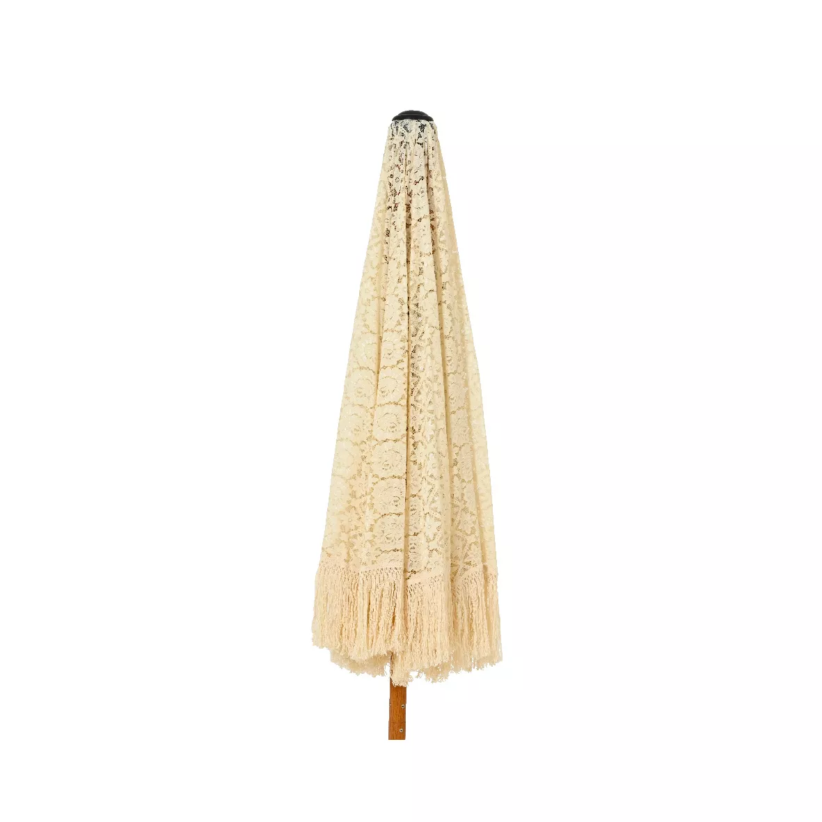 Ombrellone da giardino rotondo con frange (D2 m) Isy Pizzo Beige