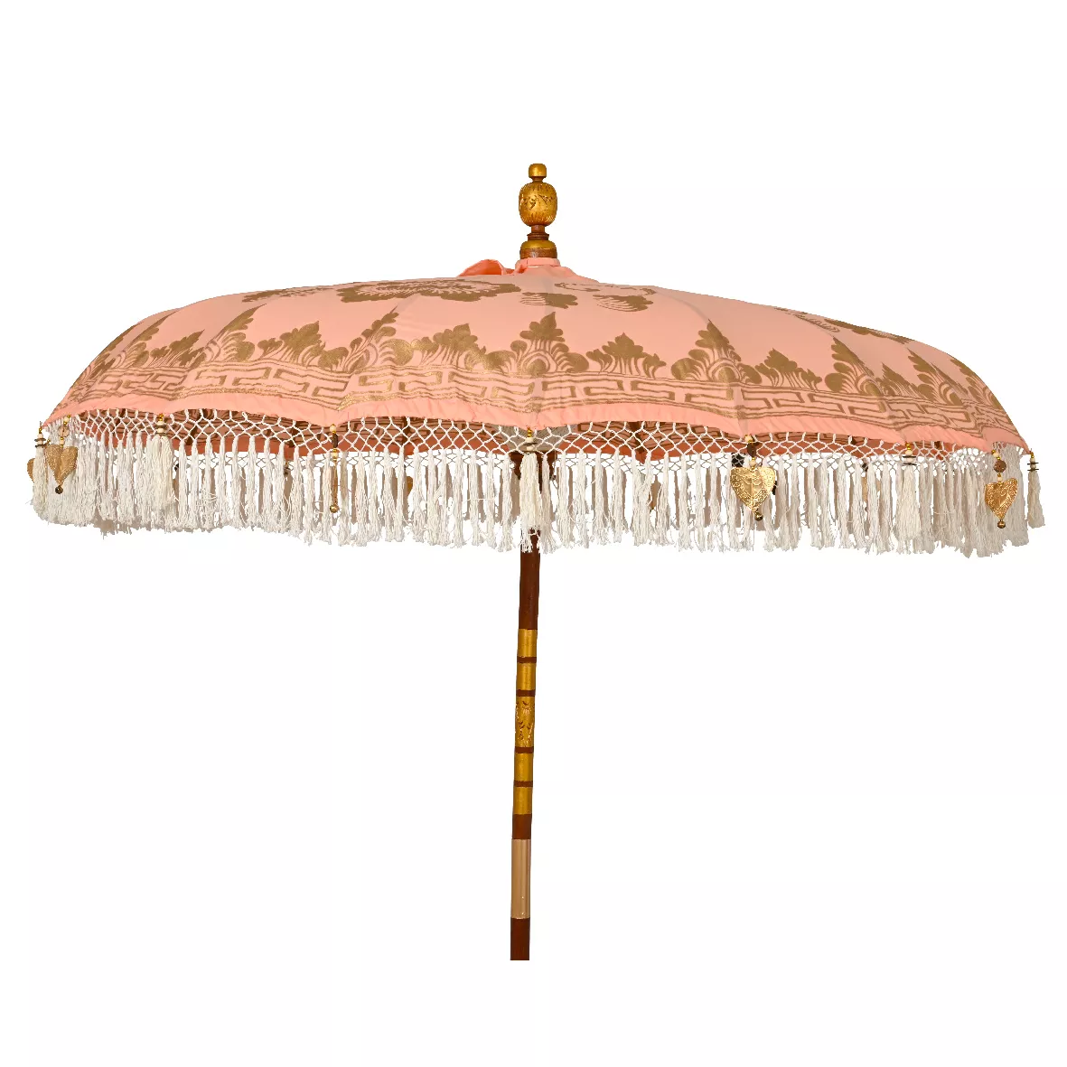 Ombrellone da giardino rotondo con frange (D2 m) Jaipur Beige rosé e dorature