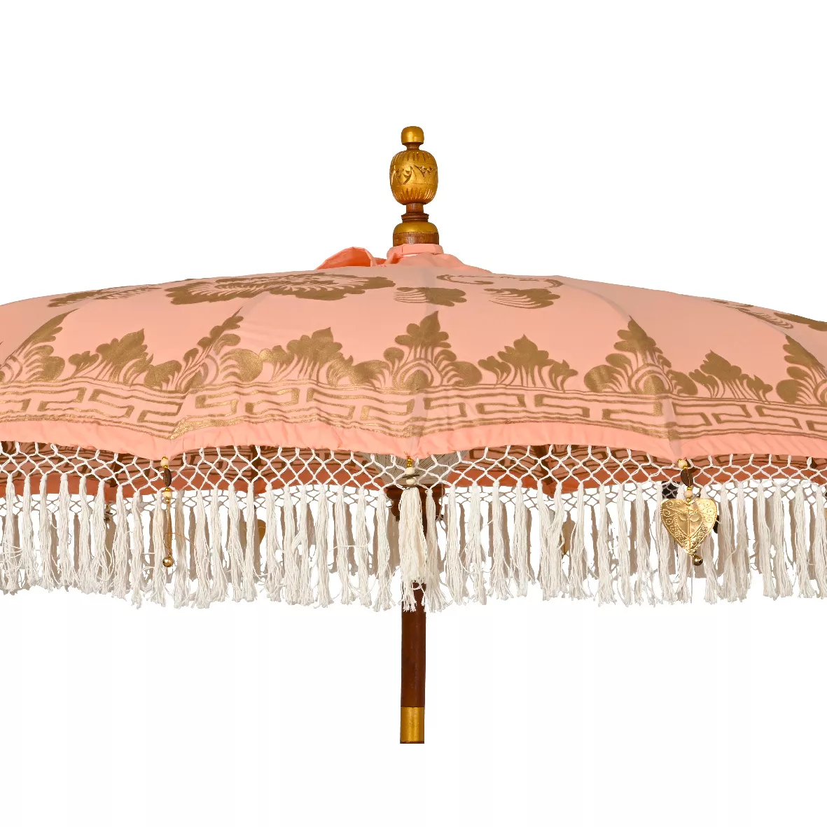 Ombrellone da giardino rotondo con frange (D2 m) Jaipur Beige rosé e dorature