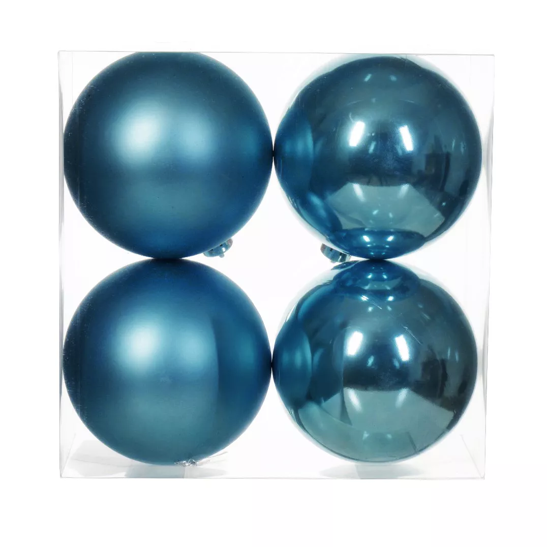 Lot de 4 boules de Noël (D100 mm) Aravis Bleu pétillant