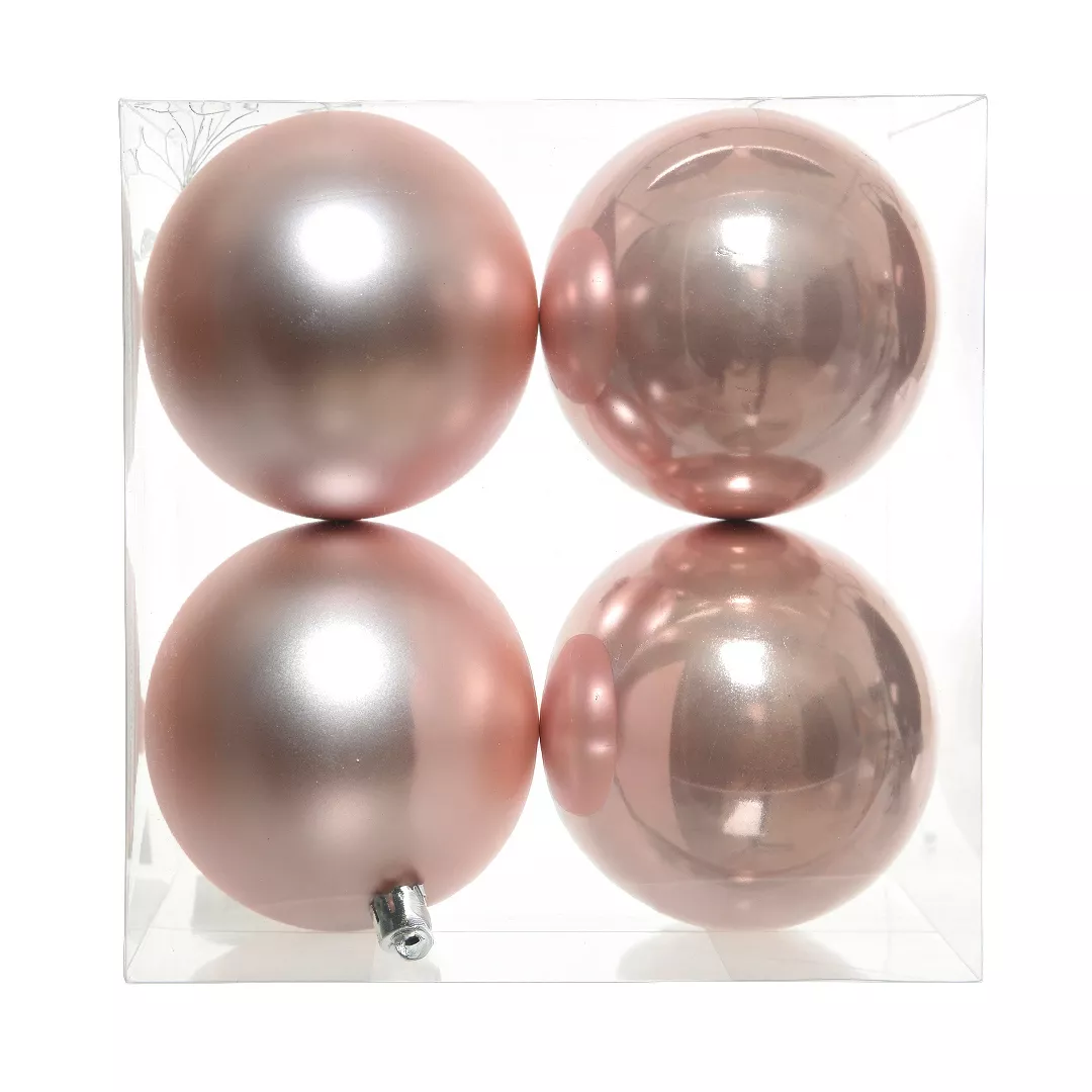 Lot de 4 boules de Noël (D100 mm) Aravis Rose poudré