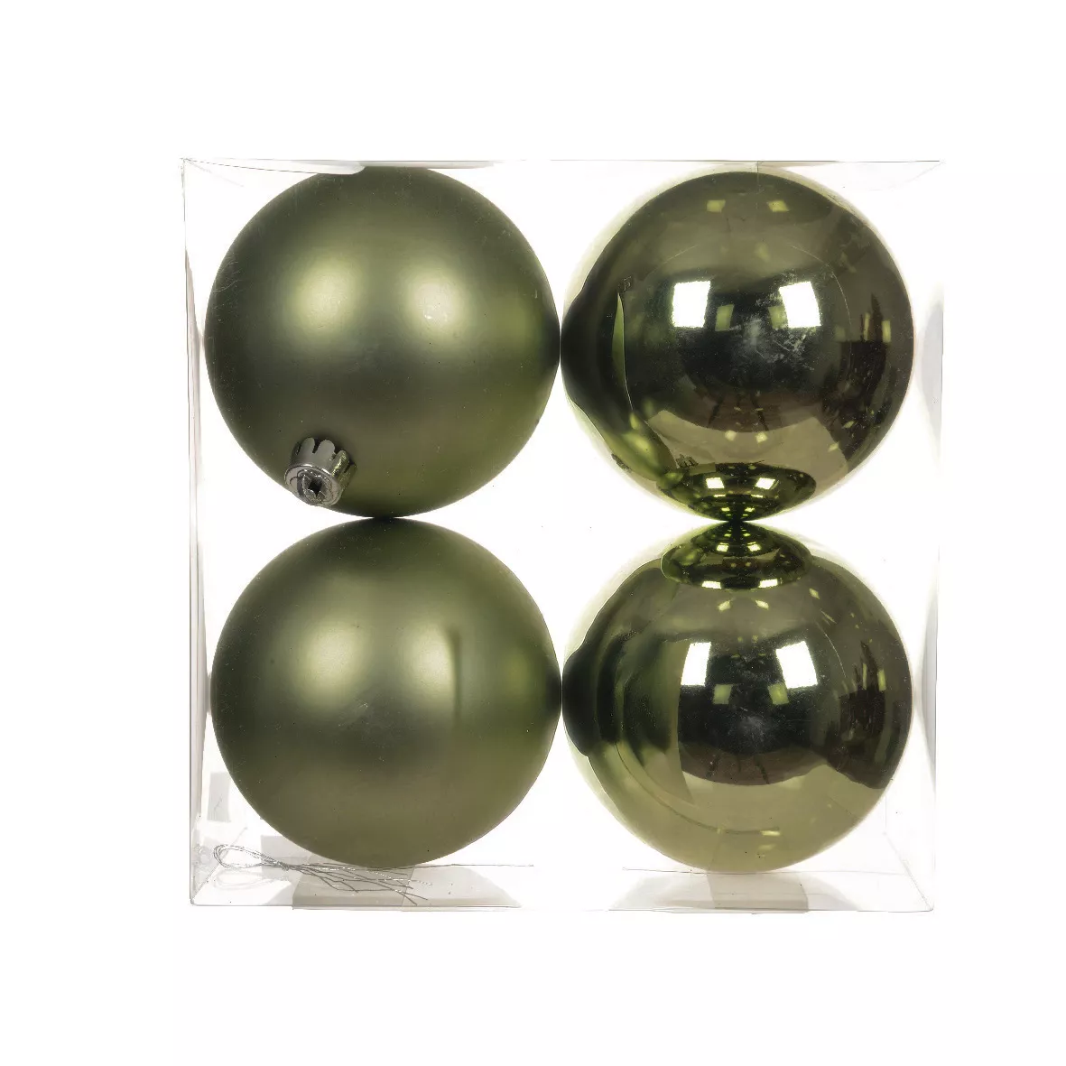 Lot de 4 boules de Noël (D100 mm) Aravis Vert romarin