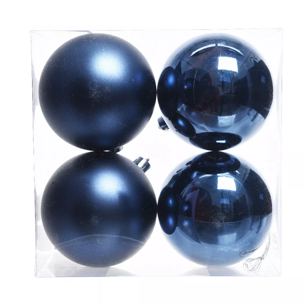 Lot de 4 boules de Noël (D100 mm) Aravis Bleu nuit