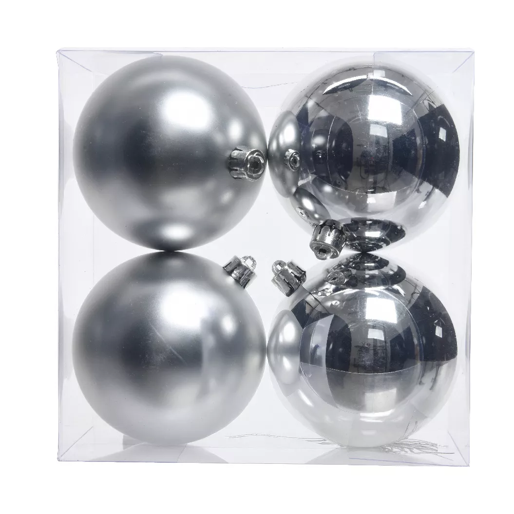 Lot de 4 boules de Noël (D100 mm) Aravis Argent