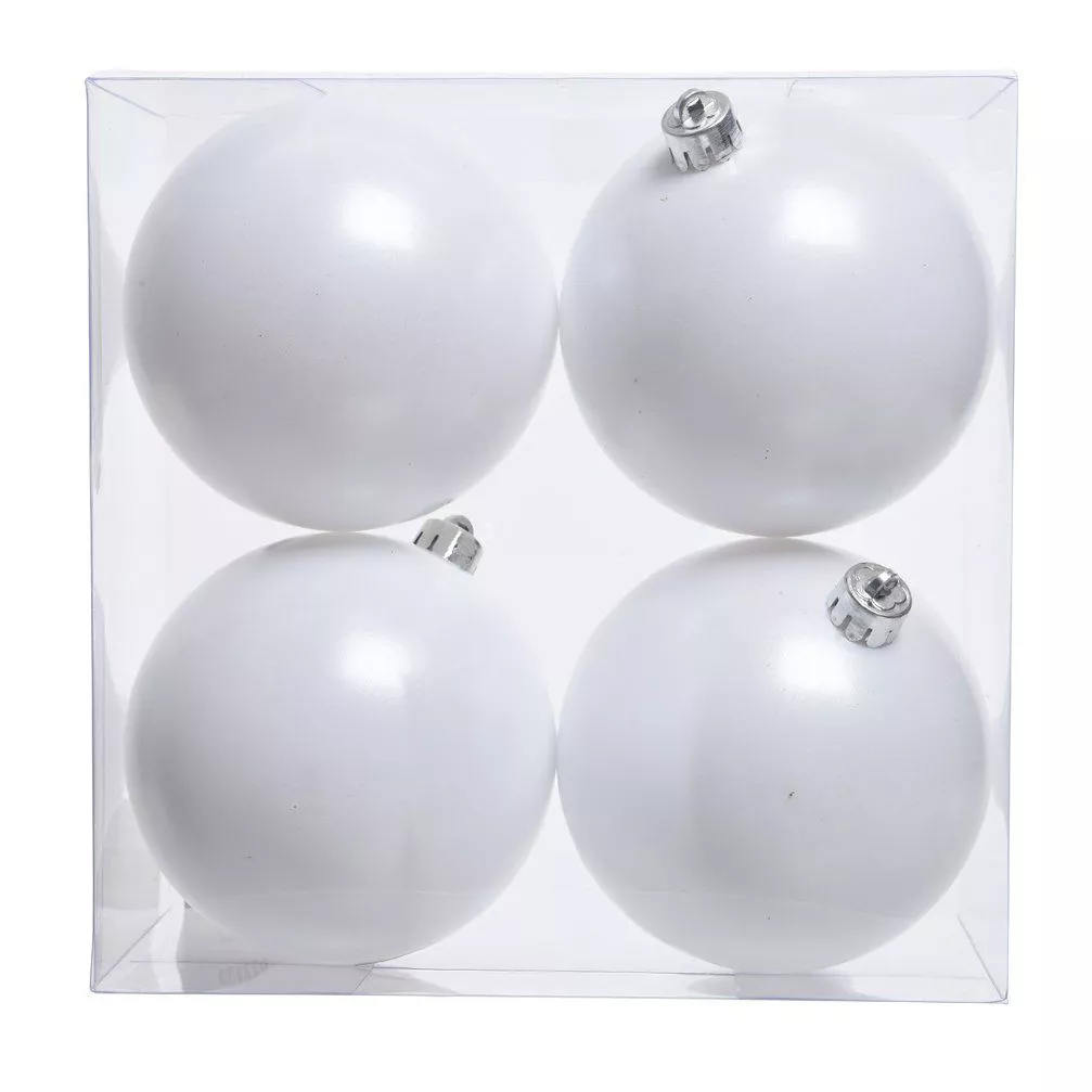 Lot de 4 boules de Noël (D100 mm) Aravis Blanc