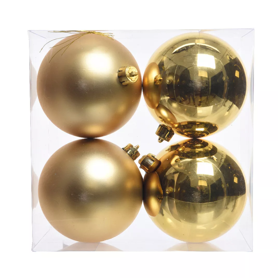 Lot de 4 boules de Noël (D100 mm) Aravis Or