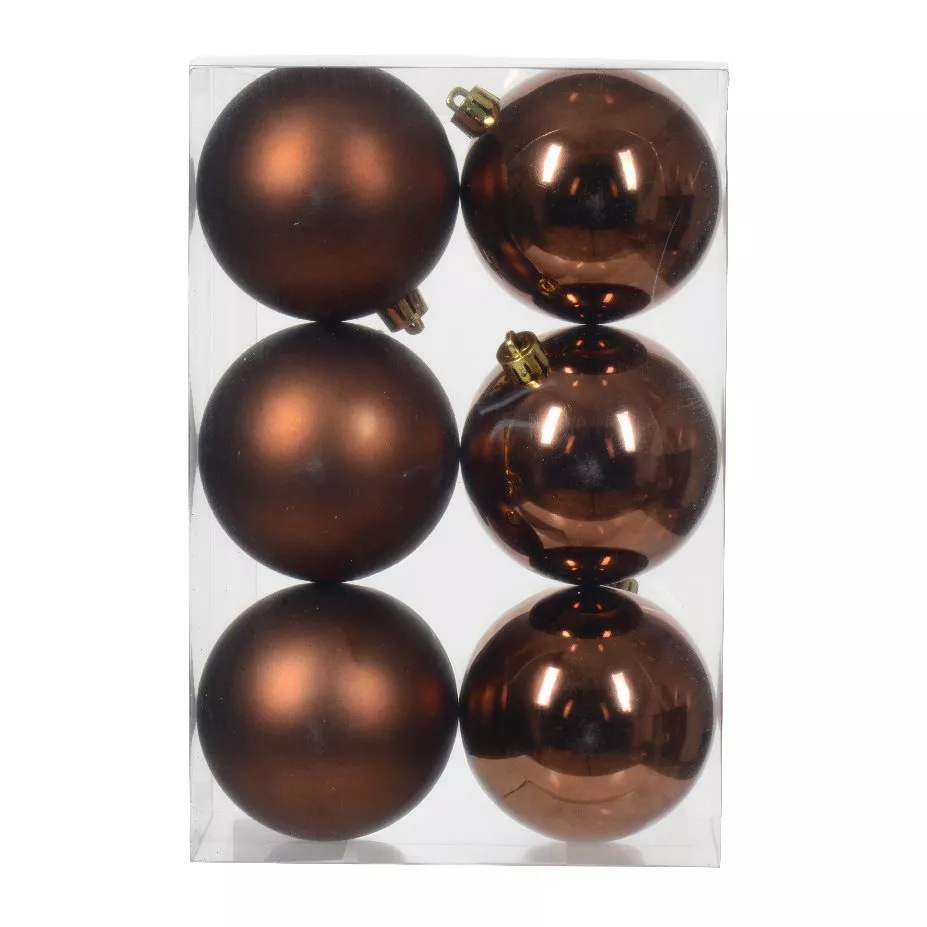 Lot de 6 boules de Noël (D80 mm) Aravis Brun café