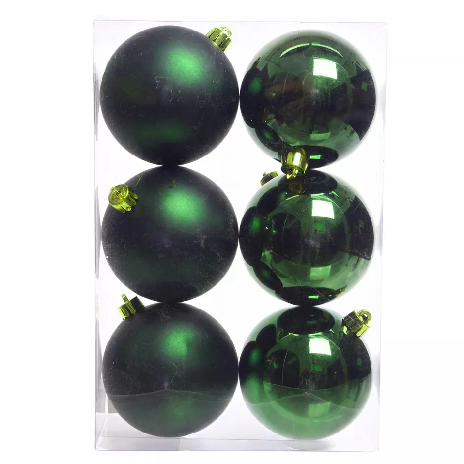 Lot de 6 boules de Noël (D80 mm) Aravis Vert sapin