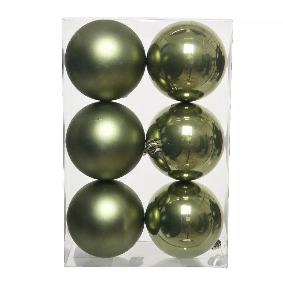 Lot de 6 boules de Noël (D80 mm) Aravis Vert romarin