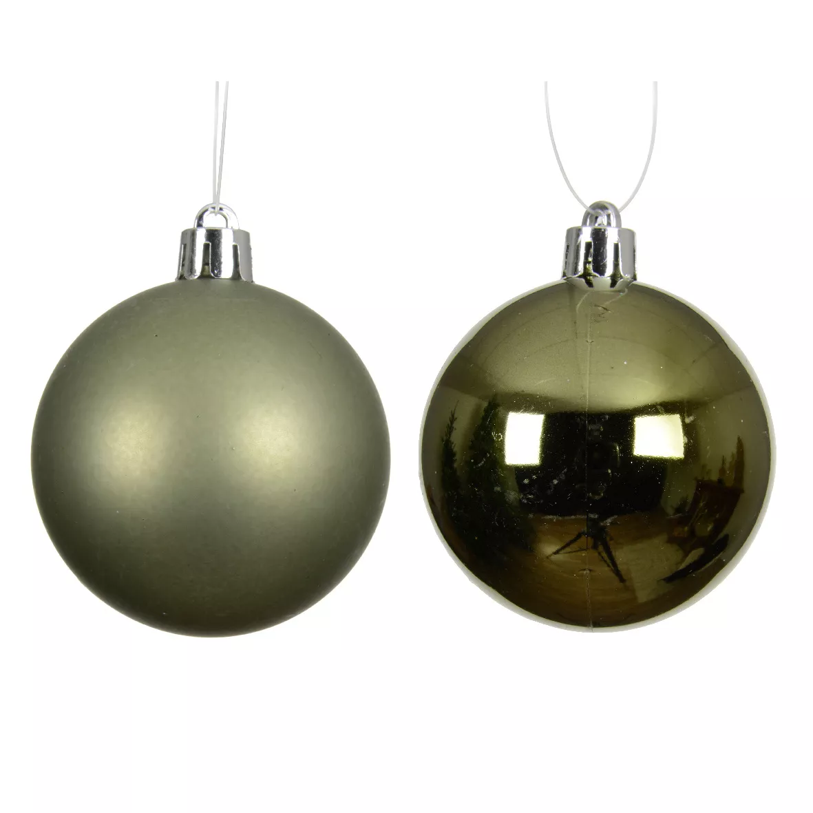 Lot de 6 boules de Noël (D80 mm) Aravis Vert romarin