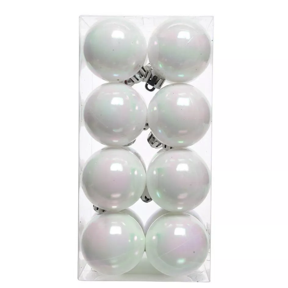Lot de 16 boules de Noël (D40 mm) Aravis Blanc irisé