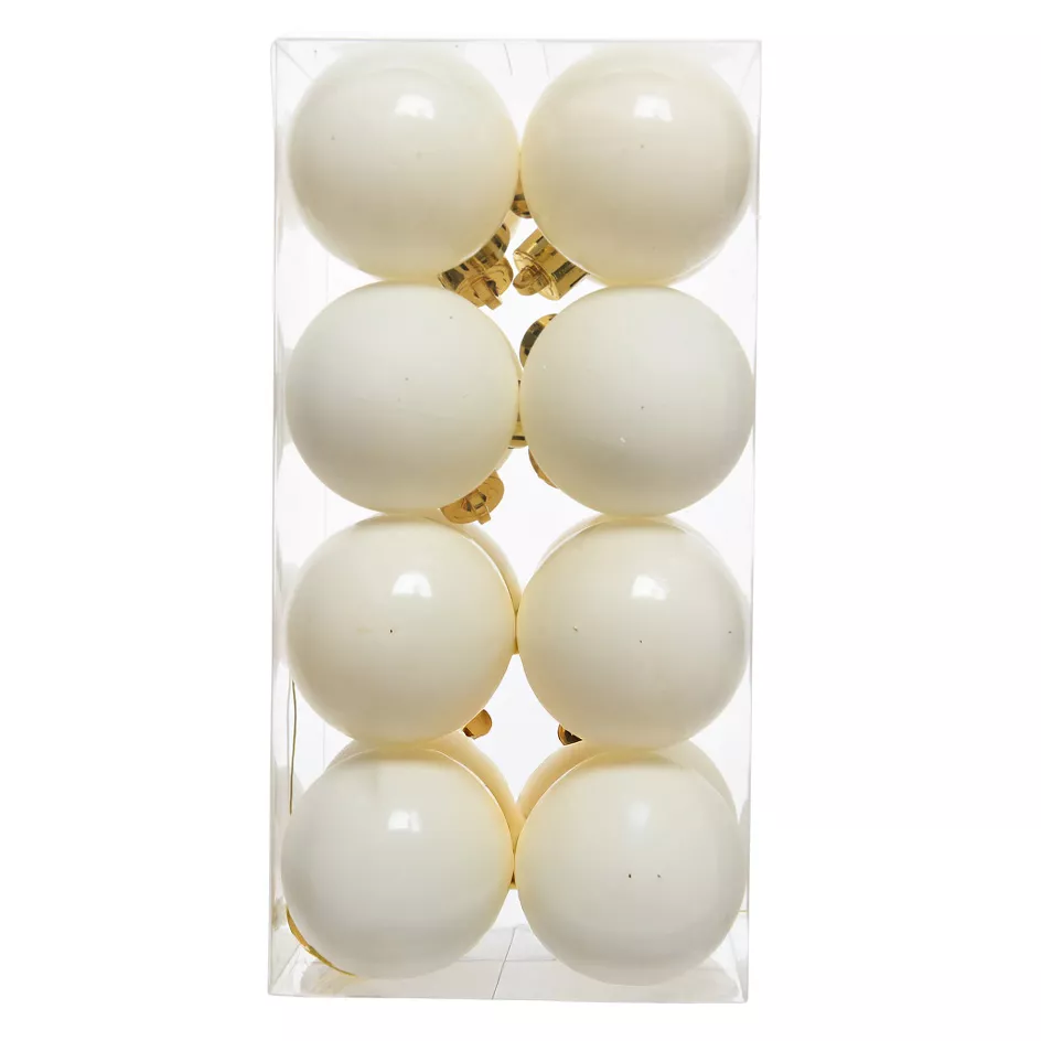 Lot de 16 boules de Noël (D40 mm) Aravis Blanc laine