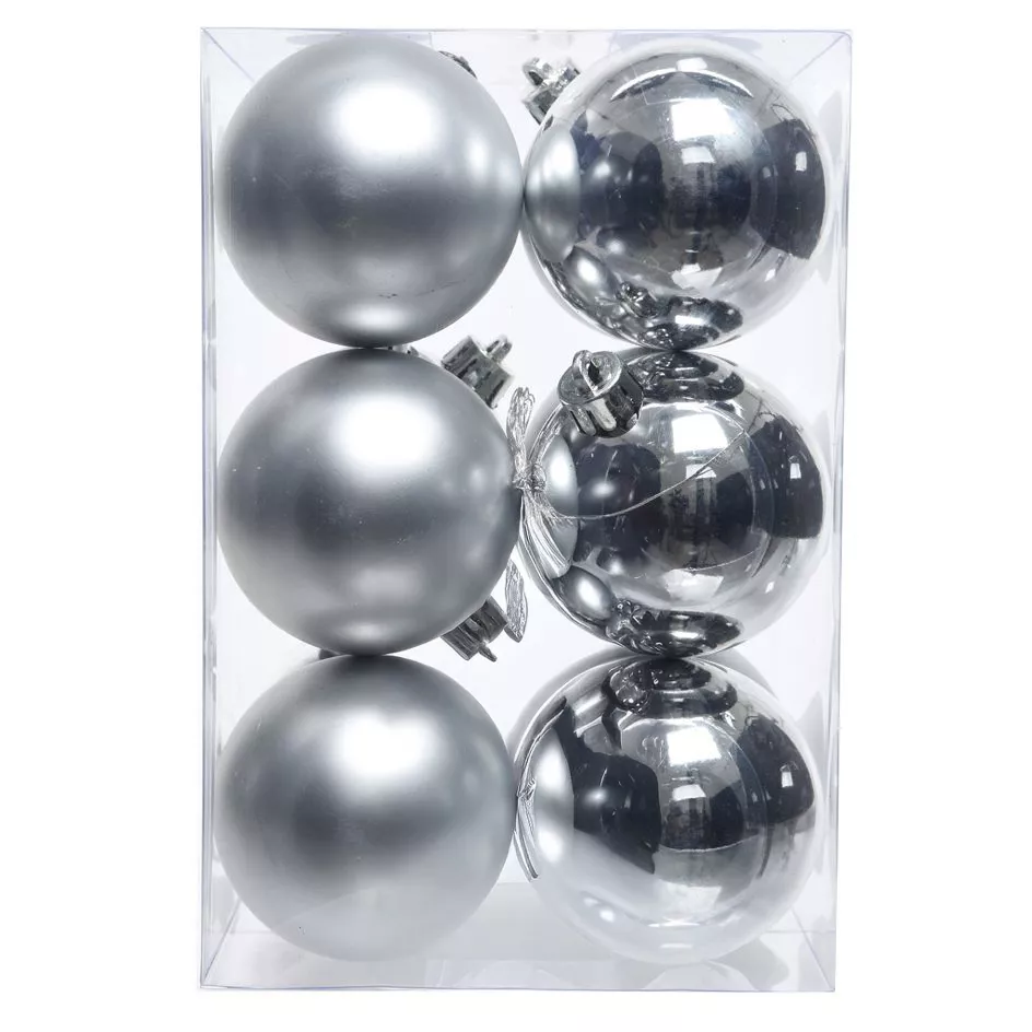 Lot de 12 boules de Noël (D60 mm) Aravis Argent